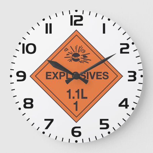 Class 1.1L Explosives Hazard Sign ラージ壁時計 (正面)