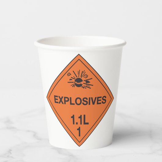 Class 1.1L Explosives Hazard Sign 紙コップ (正面)