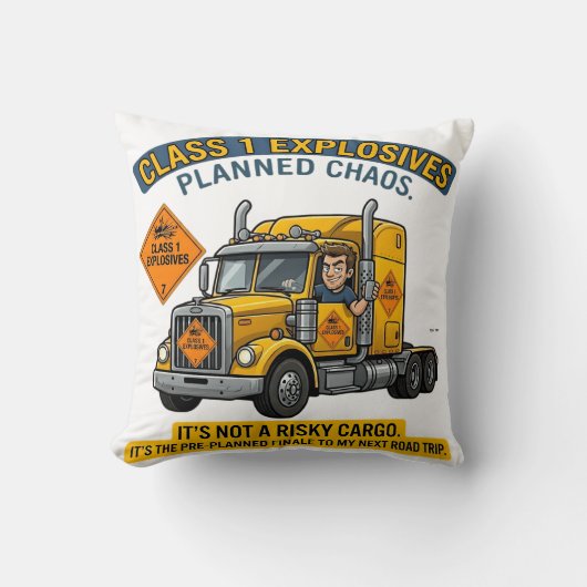 Class 1 Explosives Trucker Gift | Funny ADR Hazard クッション (正面)