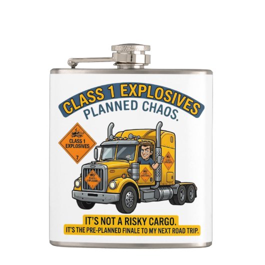 Class 1 Explosives Trucker Gift | Funny ADR Hazard フラスク (正面)
