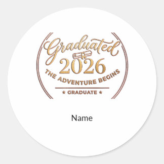 Class 2026 Gold Foil Sticker / Pegatina Graduación ラウンドシール
