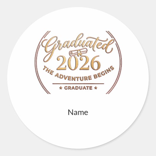 Class 2026 Gold Foil Sticker / Pegatina Graduación ラウンドシール (正面)