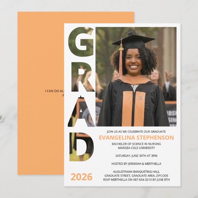 Class 2026 RN Nursing Graduate Party Invitation (正面/裏面)