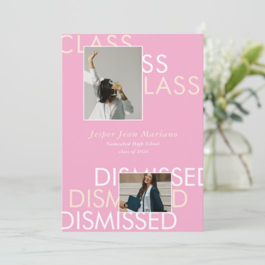 Class Dismissed 2026 Photo Minimal Graduation  招待状 (スタンド正面)