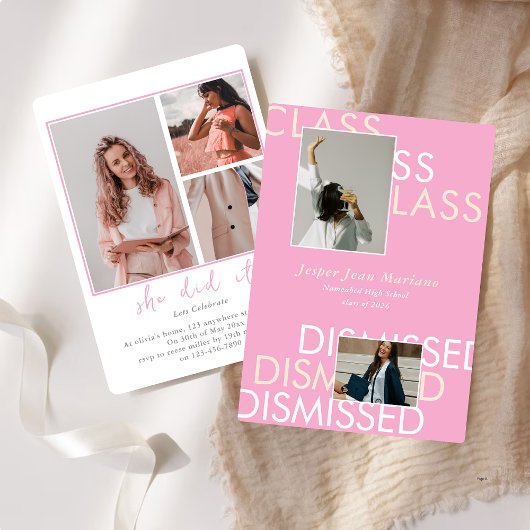 Class Dismissed 2026 Photo Minimal Graduation 招待状