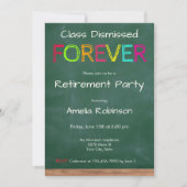 Class Dismissed Forever Teacher Retirement Party 招待状 (正面)