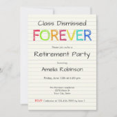 Class Dismissed Forever Teacher Retirement Party 招待状 (正面)