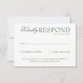 Class Emerald Green Boho Old Money Wedding 出欠カード (正面)