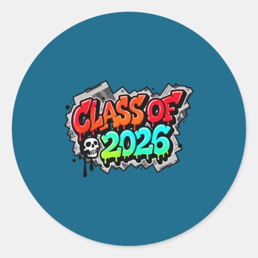Class Graduation Graffiti Streetwear Drip ラウンドシール (正面)