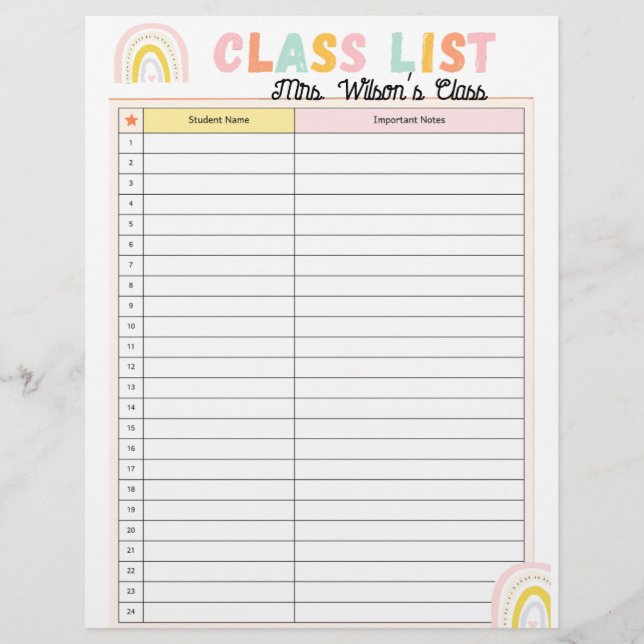 Class List Planner レターヘッド (正面)