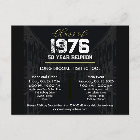 Class of 1976 50 Year High School Reunion 2 Events ポストカード (正面)