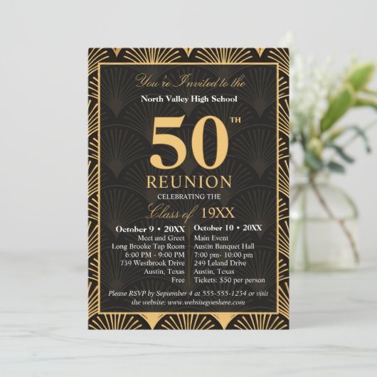 Class of 1976 50th Reunion Invitation Art Deco 招待状 (スタンド正面)
