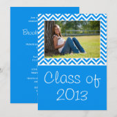 Class of 2013 Blue Chevron Stripe Graduation 招待状 (正面/裏面)