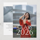 Class of 2022 Custom Text Photo Modern Graduation 案内状 (正面/裏面)