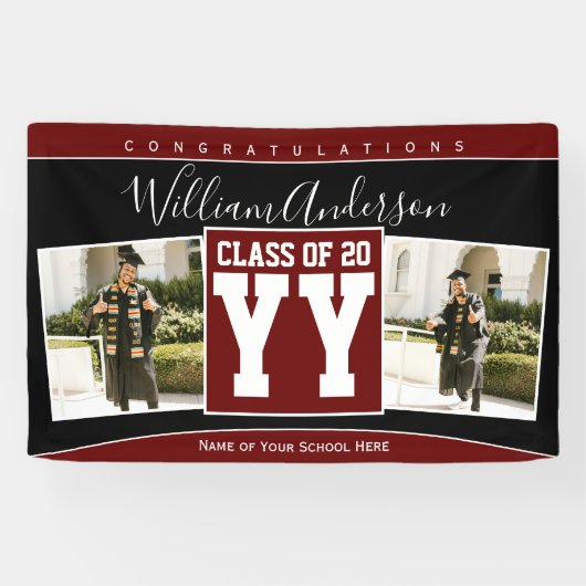 Class of 2023 Burgundy Red卒業写真 横断幕 (横)