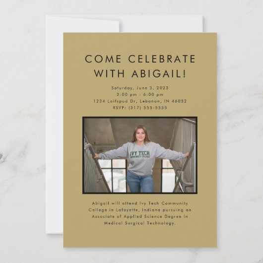 Class Of 2023 Photos Graduation Open House 案内状 (裏面)