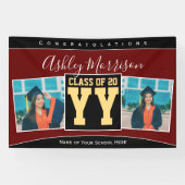 Class of 2024 Burgundy Black金ゴールド卒業写真 横断幕 (横)