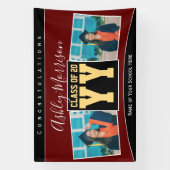 Class of 2024 Burgundy Black金ゴールド卒業写真 横断幕 (縦)