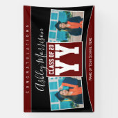 Class of 2024 Burgundy Dark Red卒業写真 横断幕 (縦)