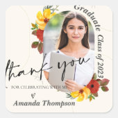 Class Of 2024 Photoフローラ卒業 スクエアシール (正面)