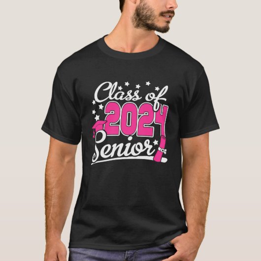 Class Of 2024 Senior 24 Girls Women Funny Graduati Tシャツ (正面)