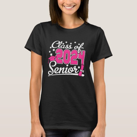 Class Of 2024 Senior 24 Girls Women Funny Graduati Tシャツ (正面)