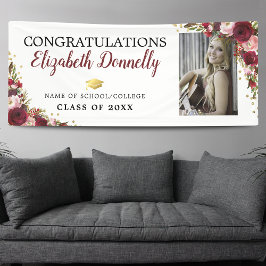 Class of 2025 Burgundy金ゴールド卒業写真 横断幕