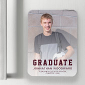Class of 2025 Photo Burgundy Grad Announcement マグネット