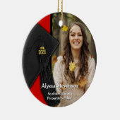 Class of 2025 Red Tassel Dignified Graduation セラミックオーナメント (右)