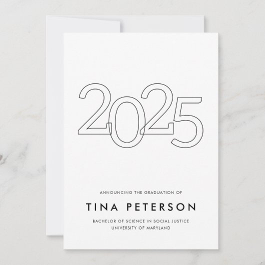 Class of 2025 Simple Graduation Announcement 招待状 (正面)