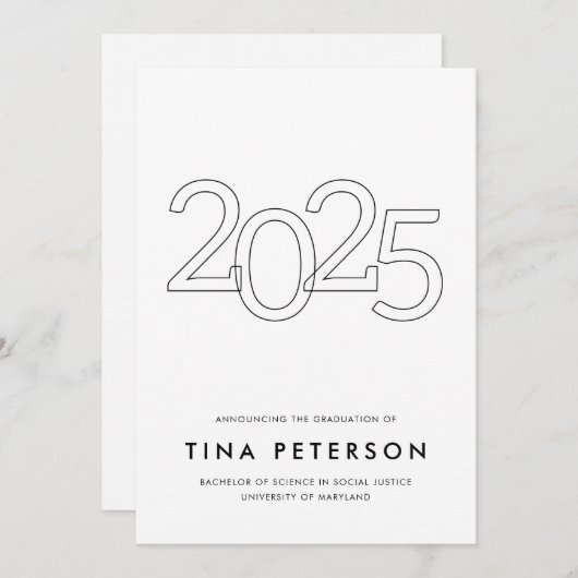 Class of 2025 Simple Graduation Announcement 招待状 (正面/裏面)