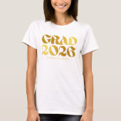 Class of 2026 2 Black and Gold Typography Tシャツ (正面)