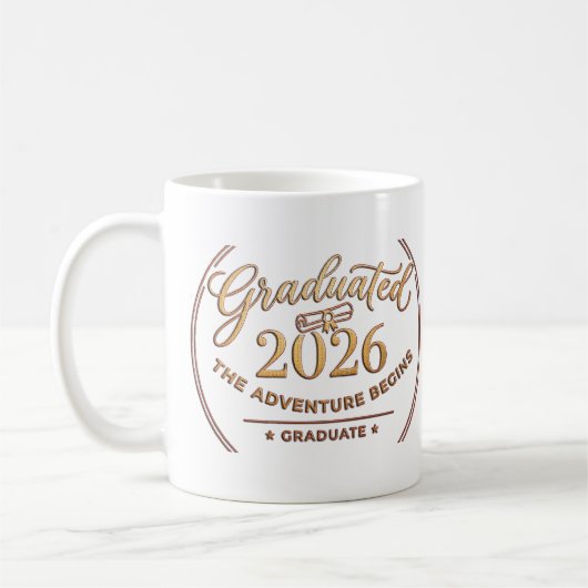 Class of 2026 Adventure Begins / Taza Graduación コーヒーマグカップ (左)
