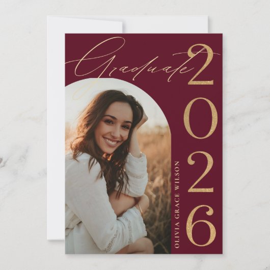 Class of 2026 Arch Photo Graduation Party 招待状 (正面)