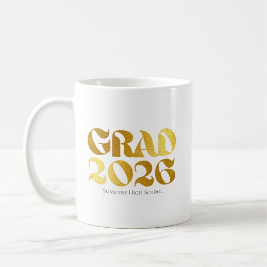 Class of 2026 Black and Gold Typography  コーヒーマグカップ (左)