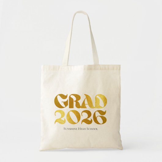 Class of 2026 Black and Gold Typography トートバッグ (正面)