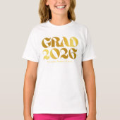 Class of 2026 Black and Gold Typography Middle Tシャツ (正面)