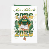 Class of 2026 Black Girl Graduation Green & Gold カード (裏面)