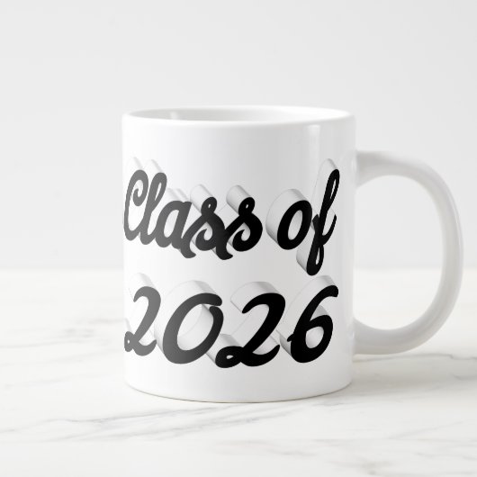 Class of 2026 black script graduation ジャンボコーヒーマグカップ (右)