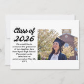 Class of 2026 black script graduation photo  招待状 (正面)