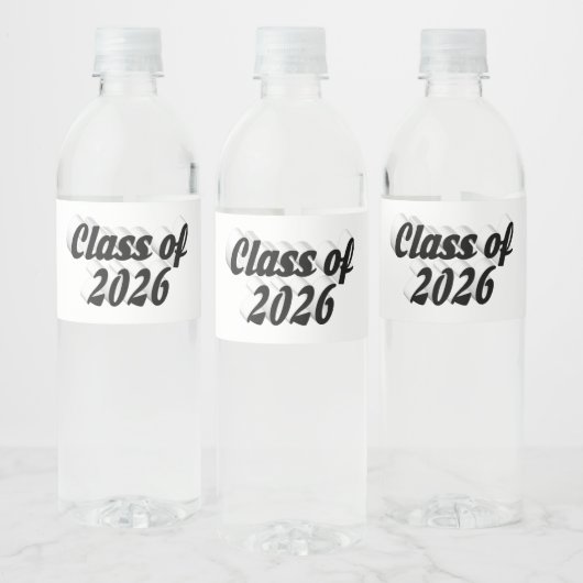 Class of 2026 black text graduation  ペットボトルラベル (ボトル)