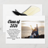 Class of 2026 black text graduation photo 招待状 (正面/裏面)