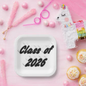Class of 2026 black tyoography graduation  ペーパープレート (パーティー)