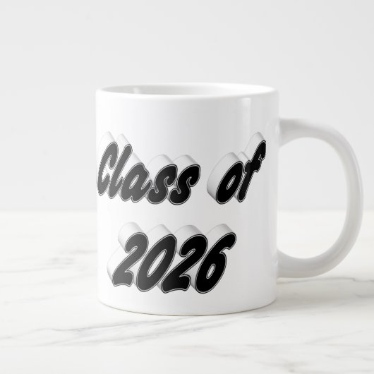 Class of 2026 black typography graduation ジャンボコーヒーマグカップ (右)