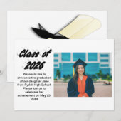 Class of 2026 black typography graduation photo  招待状 (正面/裏面)