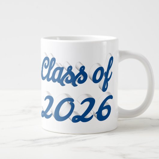 Class of 2026 blue script graduation ジャンボコーヒーマグカップ (右)