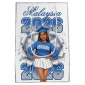 Class of 2026 Blue & Silver Senior Graduation  ミディアムペーパーバッグ (裏面)