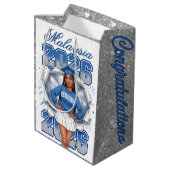 Class of 2026 Blue & Silver Senior Graduation  ミディアムペーパーバッグ (裏面アングル)