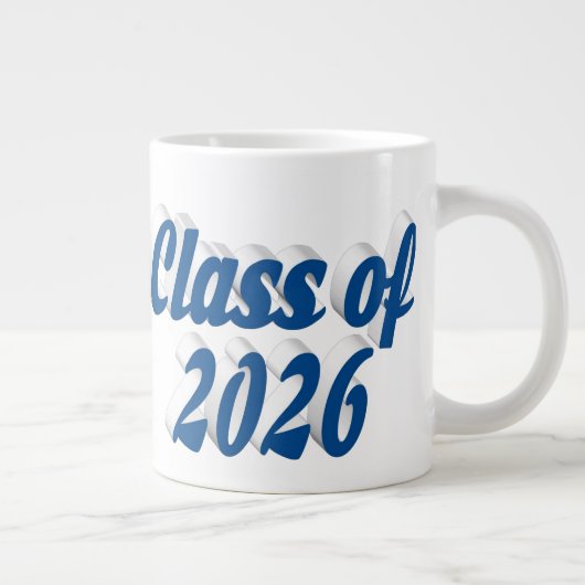 Class of 2026 blue text graduation ジャンボコーヒーマグカップ (右)