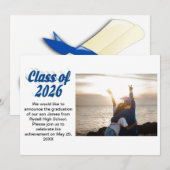 Class of 2026 blue text  graduation photo  招待状 (正面/裏面)